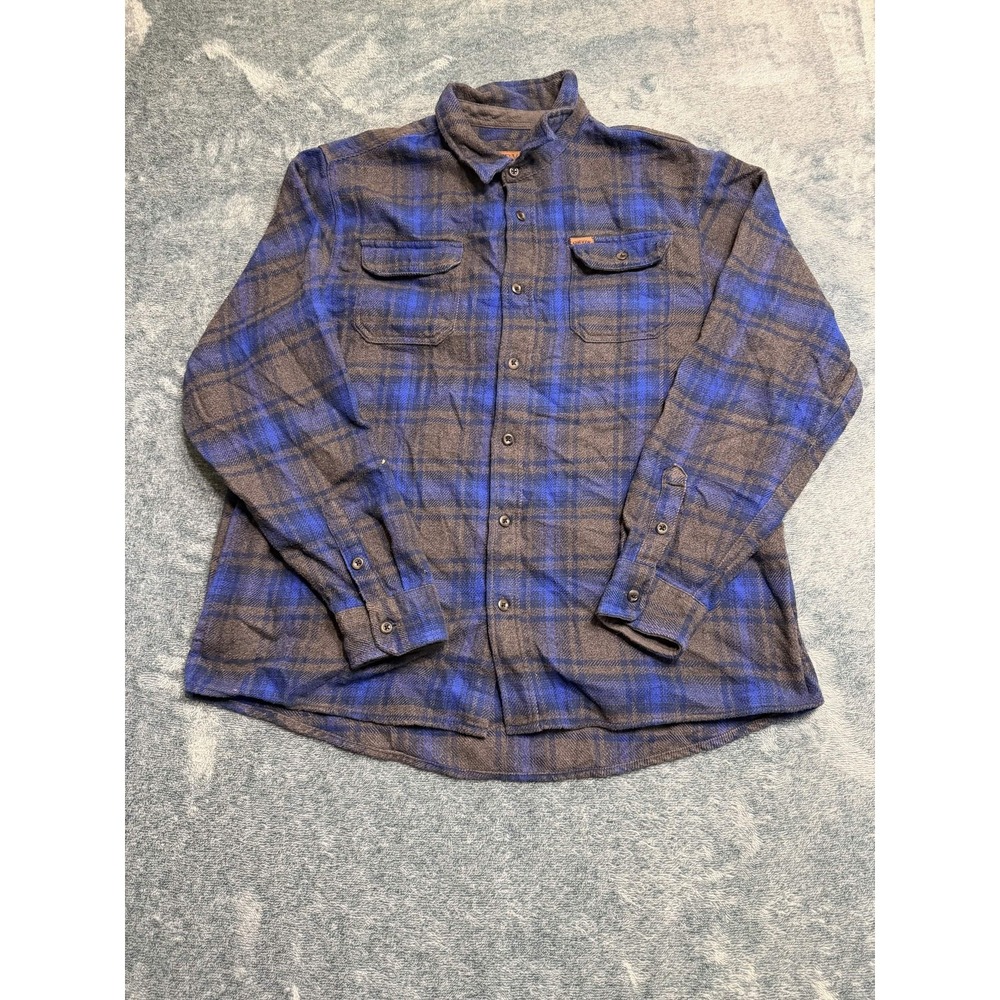 Orvis Men's Casual Button-Down Shirt XXL Blue Grey Plaid Cotton Blend